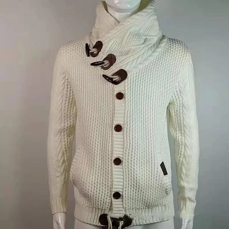 Autumn Casual Vintage Button Sweaters Men Turtleneck Knitted Cardigans  S4781329