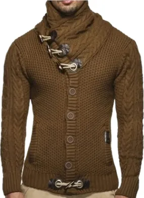 Autumn Casual Vintage Button Sweaters Men Turtleneck Knitted Cardigans  S4781329