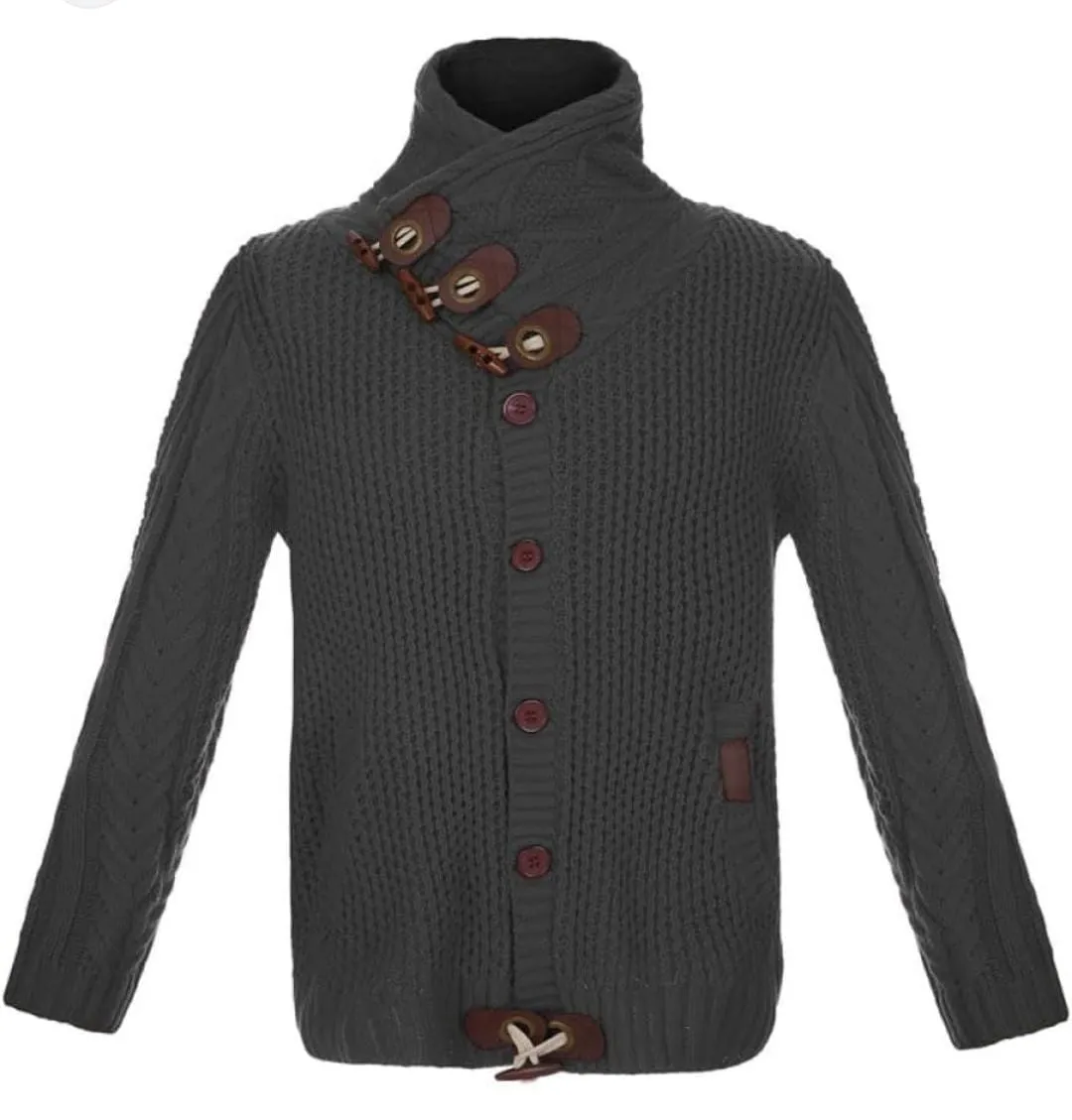 Autumn Casual Vintage Button Sweaters Men Turtleneck Knitted Cardigans  S4781329