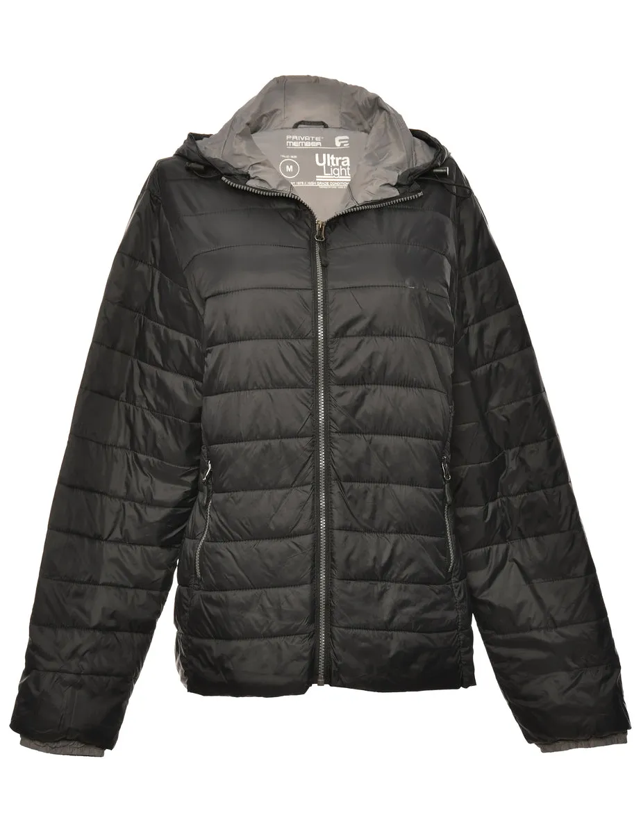 Black Classic Zip-Front Puffer Jacket - M