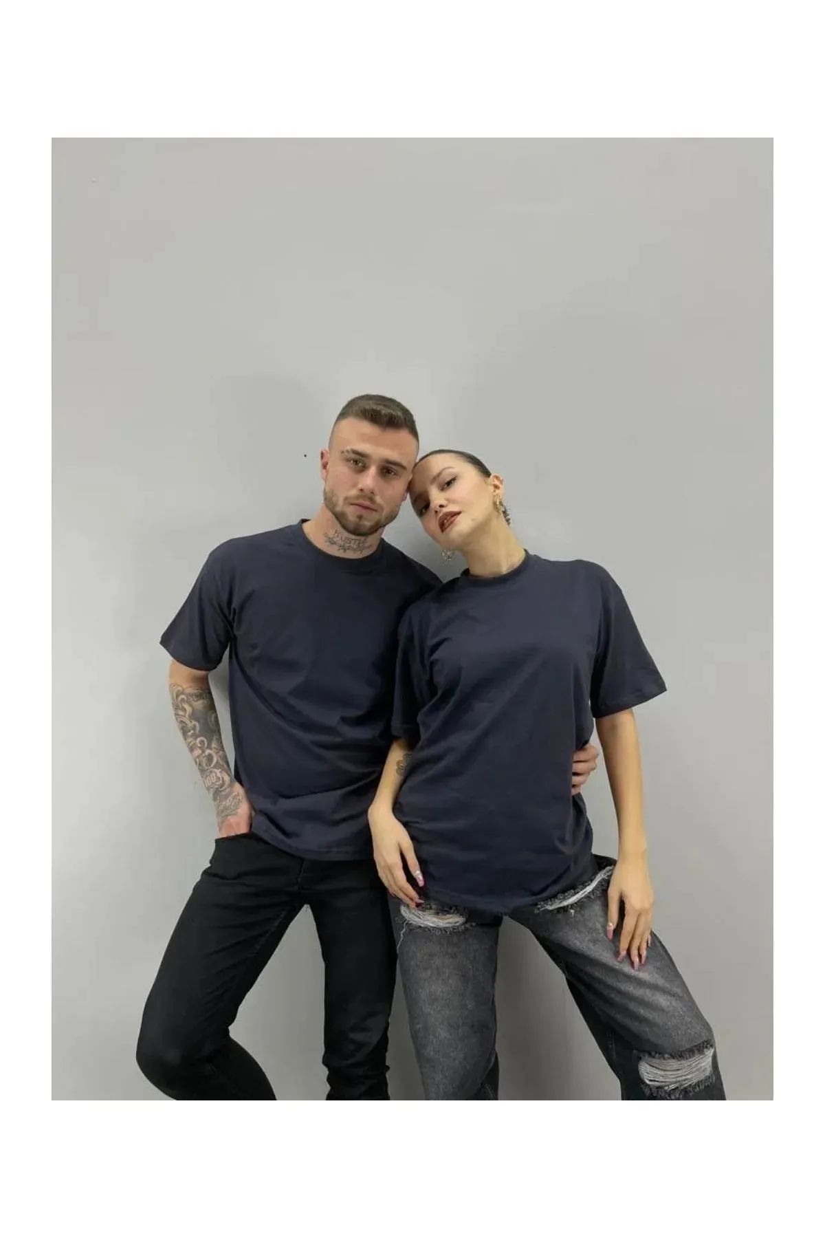 Black Street Unisex Tshirt Gray Love Printed Dear Couple Combination Set of 2