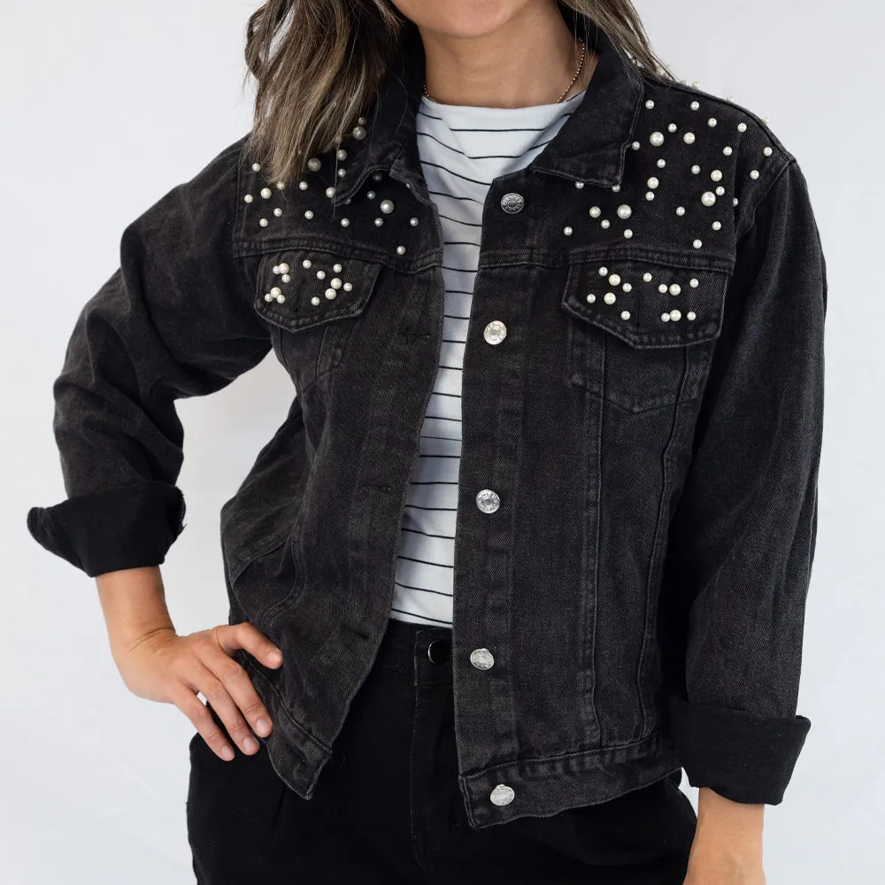 (Blue Pearl) Bachelorette Bridal Denim Jacket