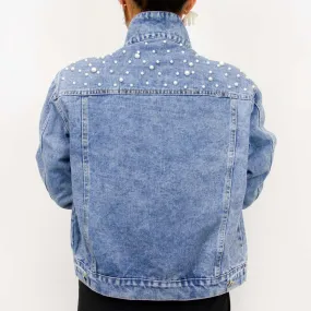 (Blue Pearl) Blank Denim Pearl Jacket