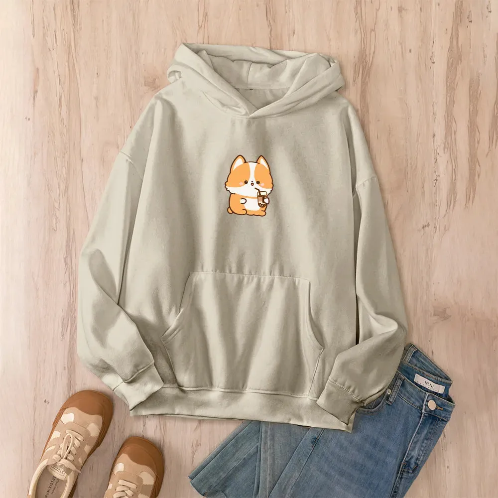 Boba Lovin Corgi Oversized Soft Hoodies