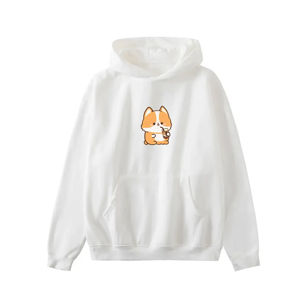 Boba Lovin Corgi Oversized Soft Hoodies