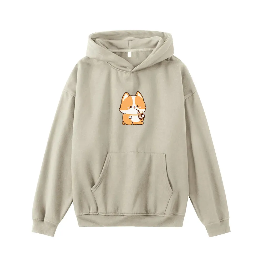 Boba Lovin Corgi Oversized Soft Hoodies