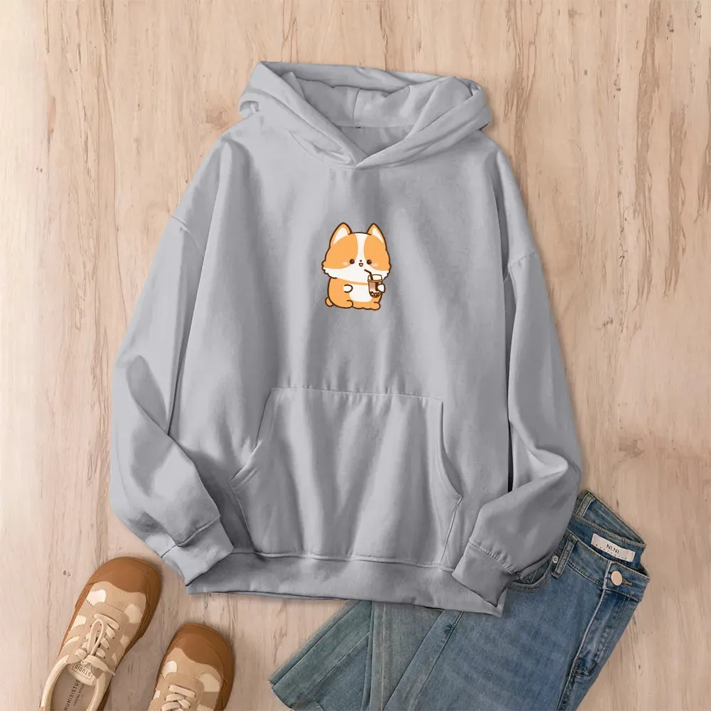 Boba Lovin Corgi Oversized Soft Hoodies