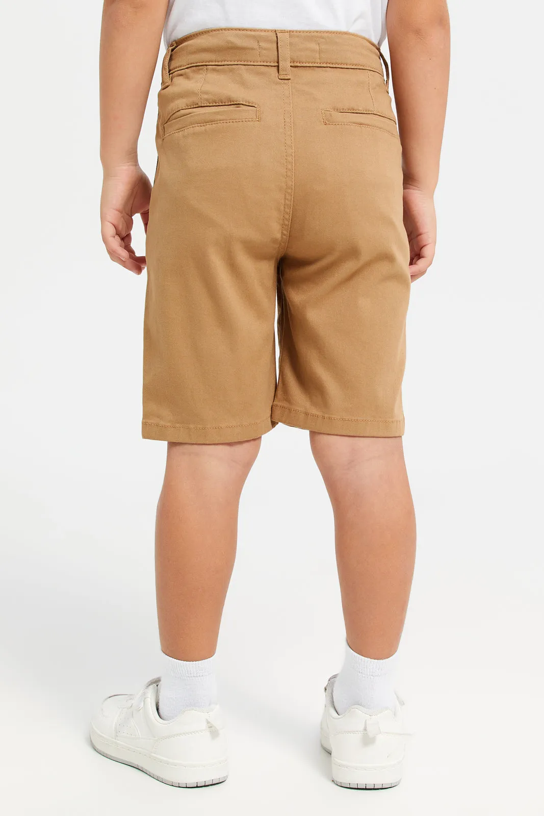 Boys Beige Basic Chino Shorts