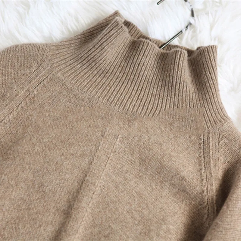 Cashmere Turtleneck Wool Sweater for Women