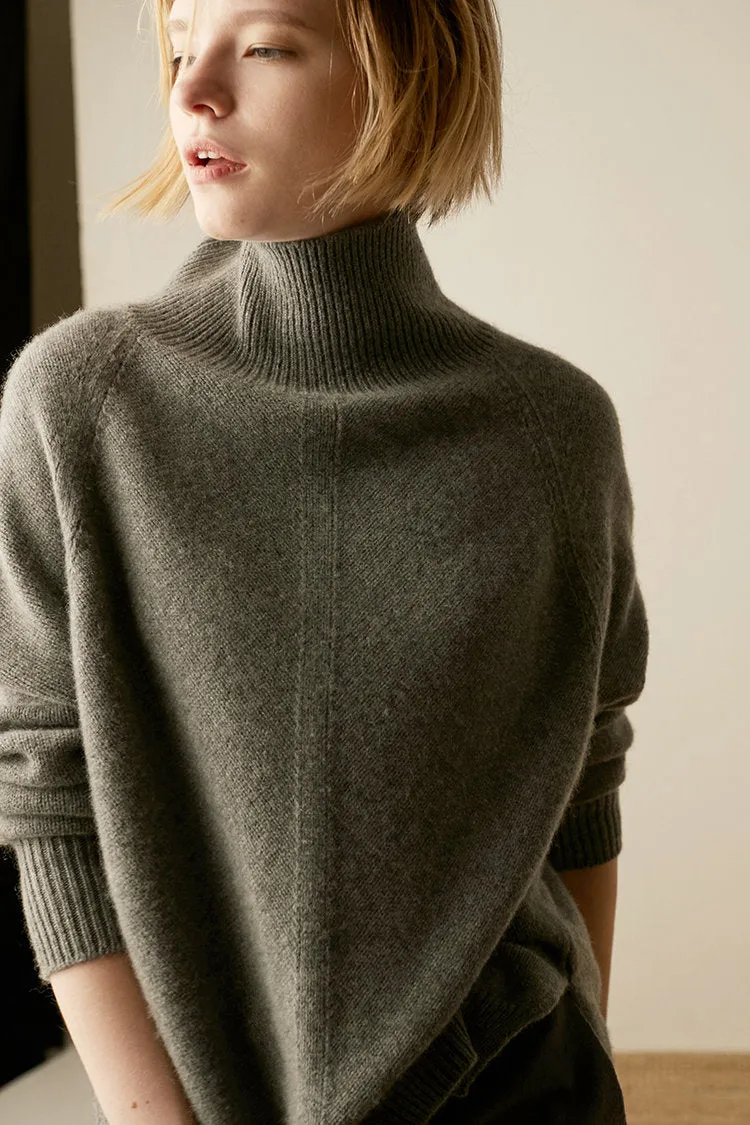 Cashmere Turtleneck Wool Sweater for Women