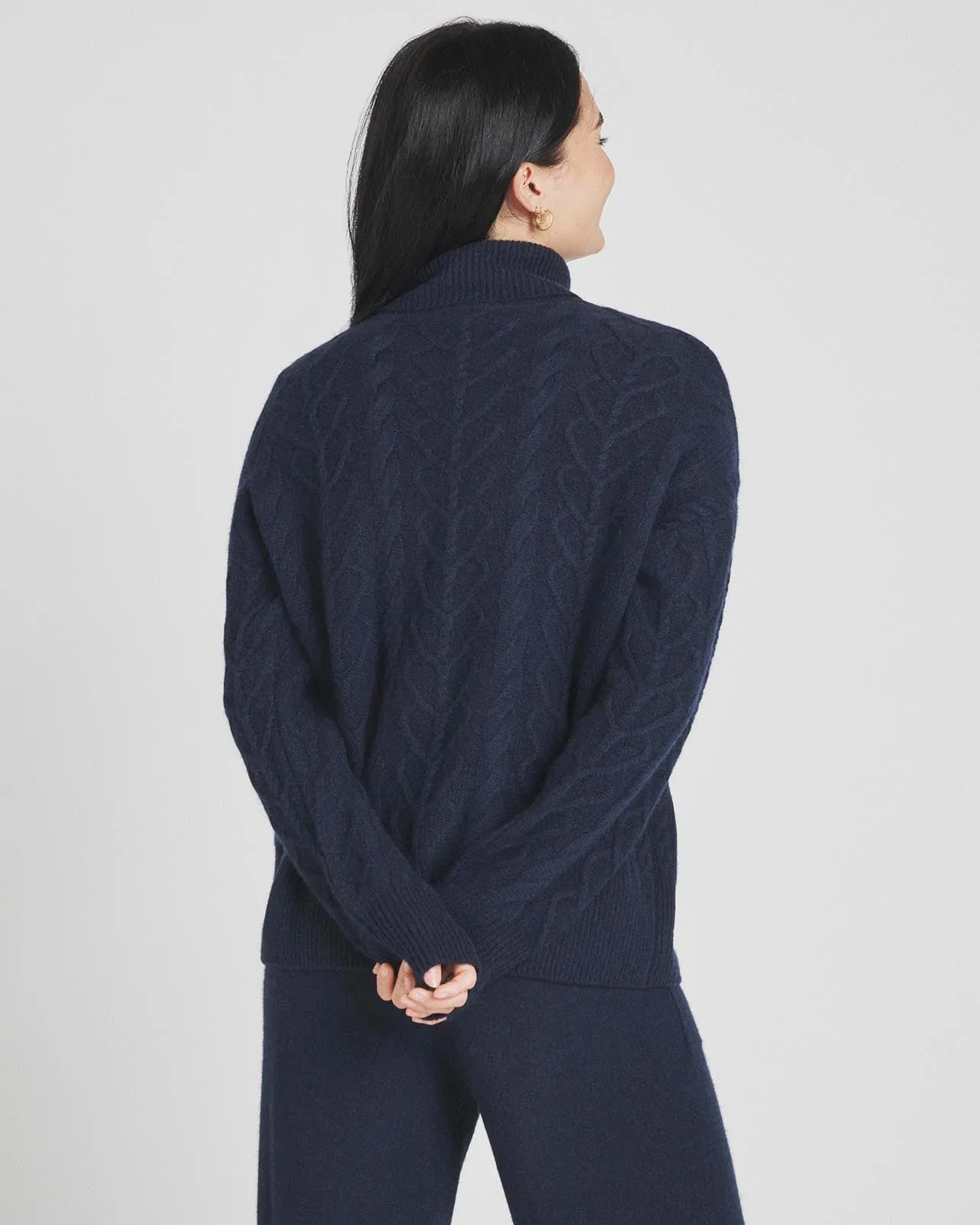 Charlotte Cashmere Turtleneck Cable Sweater