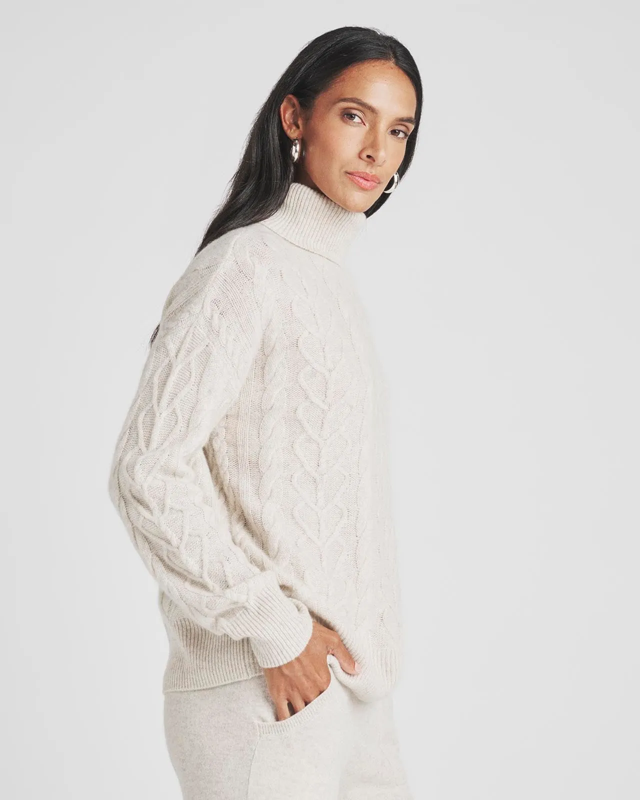 Charlotte Cashmere Turtleneck Cable Sweater