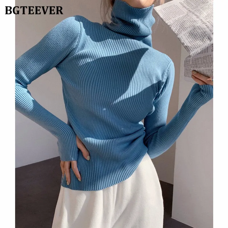 Christmas Gift Joskaa Basic Turtleneck Warm Women Sweater 2024 Autumn Knitted Pullovers Thicken Female Sweaters Jumpers Ladies Knitwear