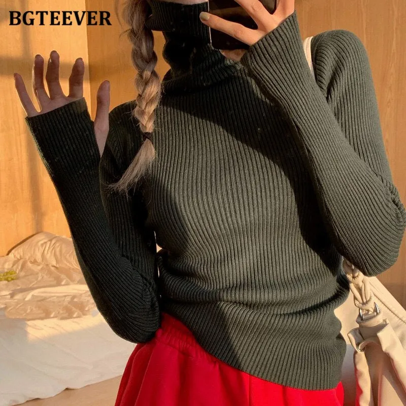 Christmas Gift Joskaa Basic Turtleneck Warm Women Sweater 2024 Autumn Knitted Pullovers Thicken Female Sweaters Jumpers Ladies Knitwear