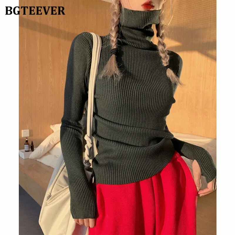 Christmas Gift Joskaa Basic Turtleneck Warm Women Sweater 2024 Autumn Knitted Pullovers Thicken Female Sweaters Jumpers Ladies Knitwear