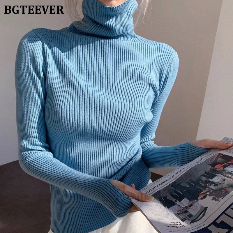 Christmas Gift Joskaa Basic Turtleneck Warm Women Sweater 2024 Autumn Knitted Pullovers Thicken Female Sweaters Jumpers Ladies Knitwear