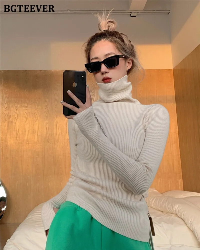 Christmas Gift Joskaa Basic Turtleneck Warm Women Sweater 2024 Autumn Knitted Pullovers Thicken Female Sweaters Jumpers Ladies Knitwear