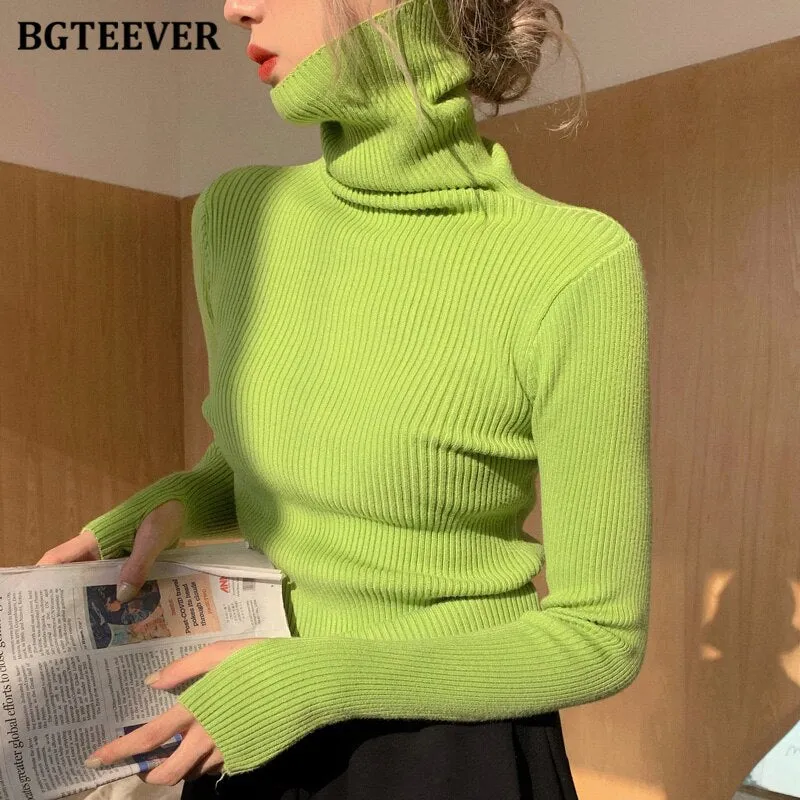 Christmas Gift Joskaa Basic Turtleneck Warm Women Sweater 2024 Autumn Knitted Pullovers Thicken Female Sweaters Jumpers Ladies Knitwear