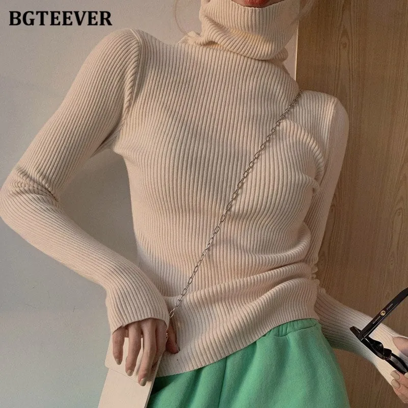 Christmas Gift Joskaa Basic Turtleneck Warm Women Sweater 2024 Autumn Knitted Pullovers Thicken Female Sweaters Jumpers Ladies Knitwear