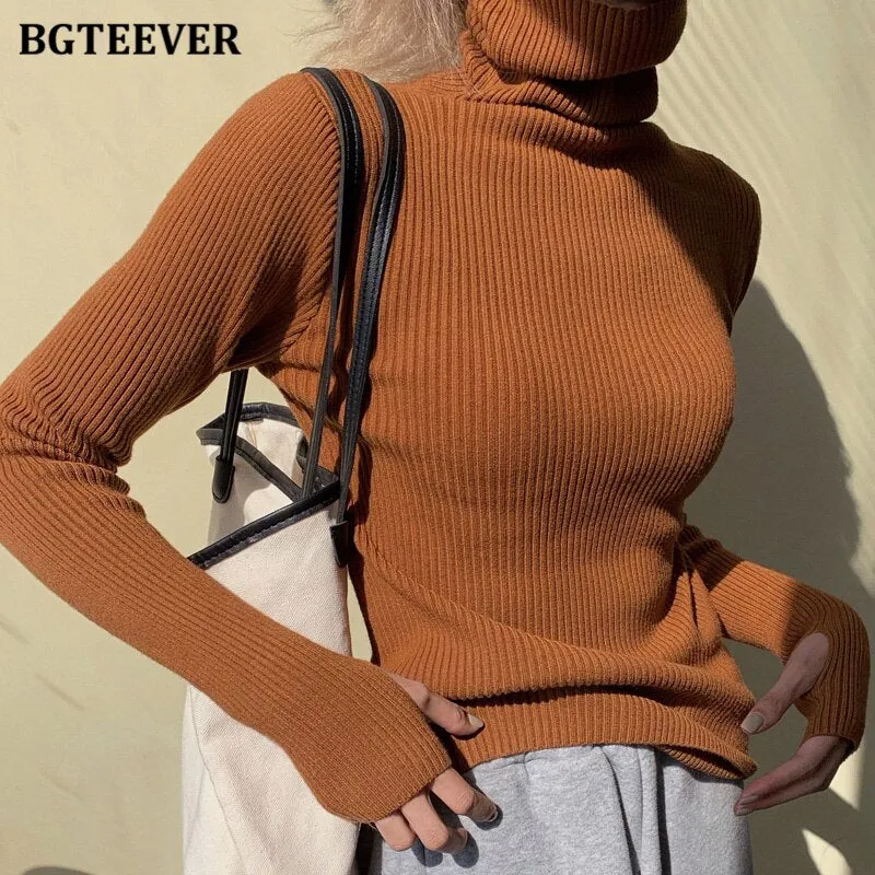 Christmas Gift Joskaa Basic Turtleneck Warm Women Sweater 2024 Autumn Knitted Pullovers Thicken Female Sweaters Jumpers Ladies Knitwear