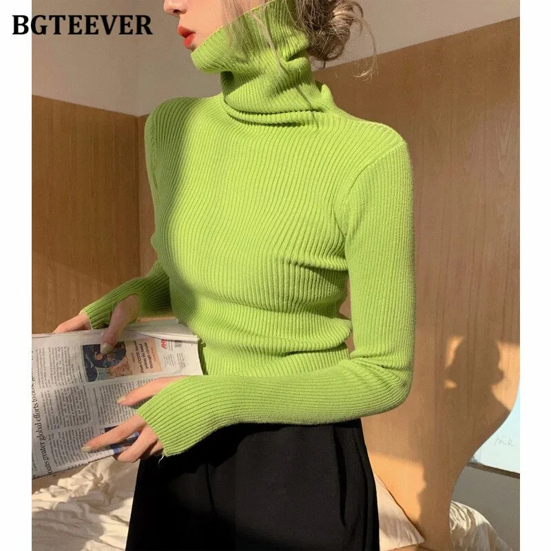 Christmas Gift Joskaa Basic Turtleneck Warm Women Sweater 2024 Autumn Knitted Pullovers Thicken Female Sweaters Jumpers Ladies Knitwear