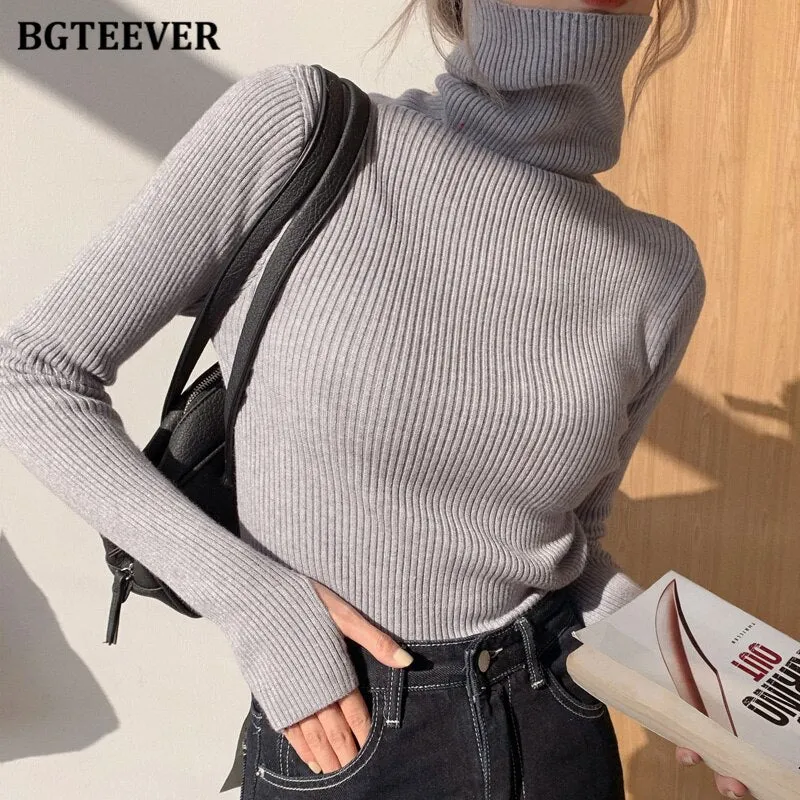 Christmas Gift Joskaa Basic Turtleneck Warm Women Sweater 2024 Autumn Knitted Pullovers Thicken Female Sweaters Jumpers Ladies Knitwear