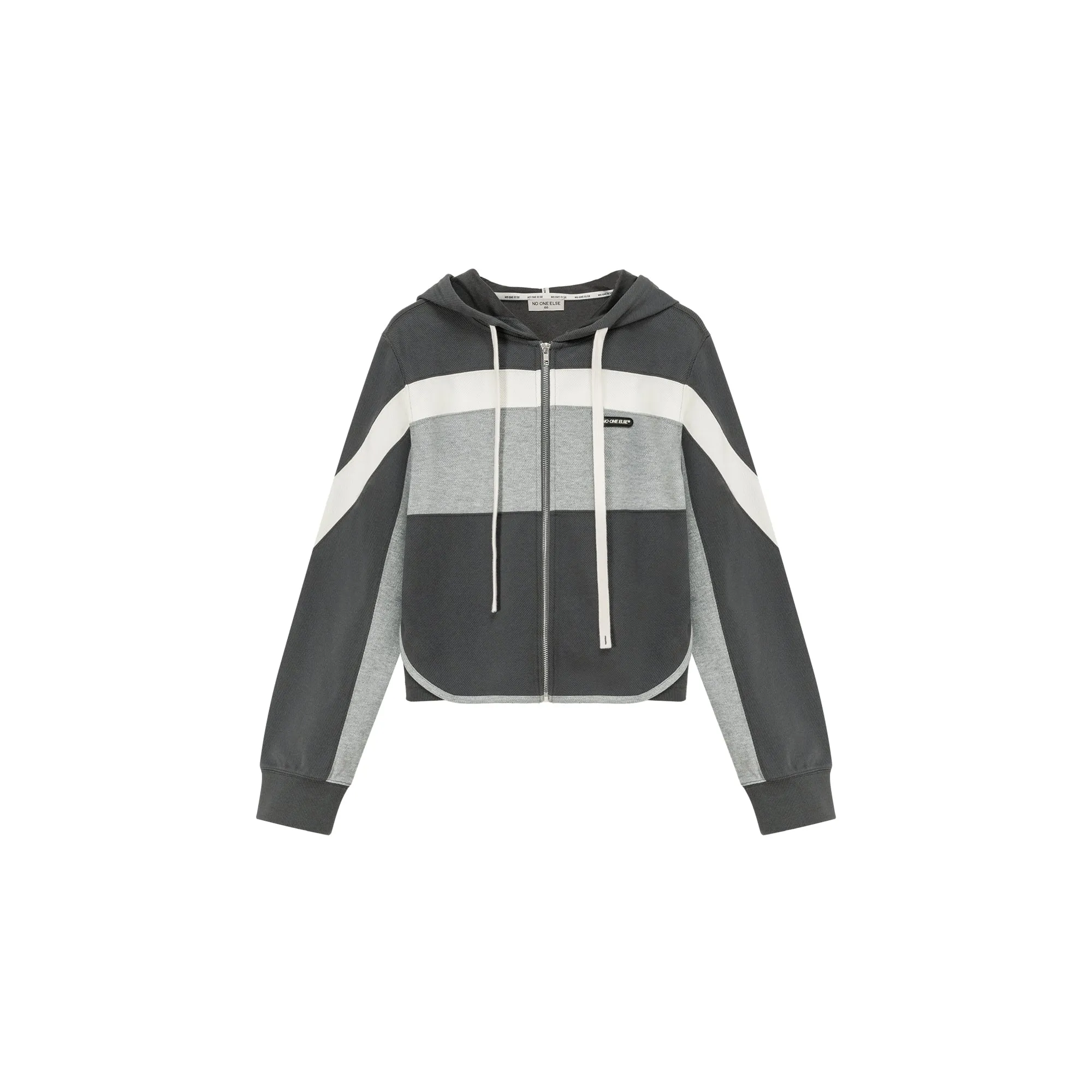 Color Matching Hooded Zip-Up