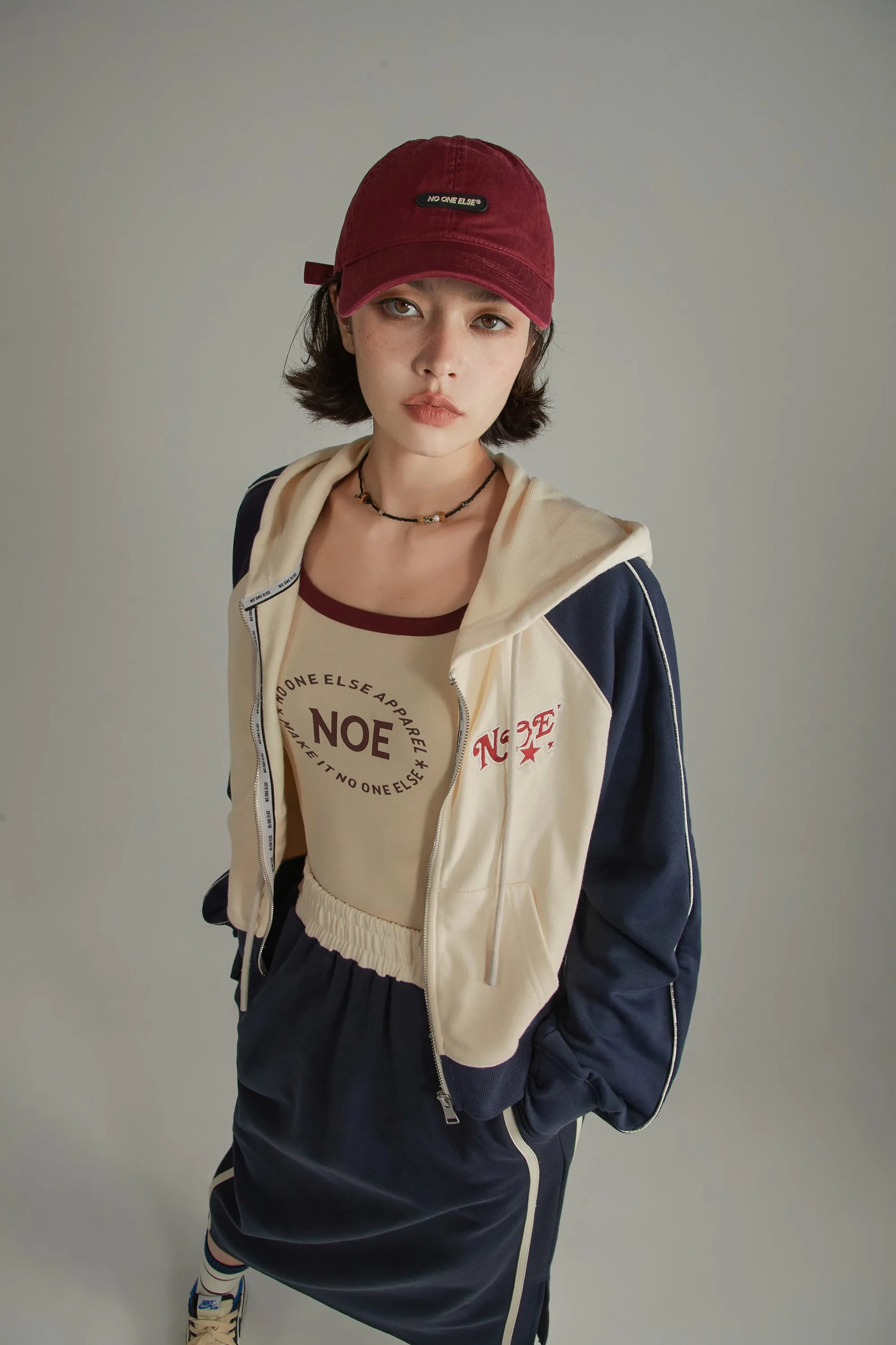 Contrast Raglan Vintage Zip-Up