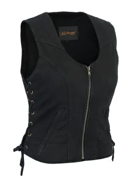 DM942BK Women's Stylish Black Denim Vest