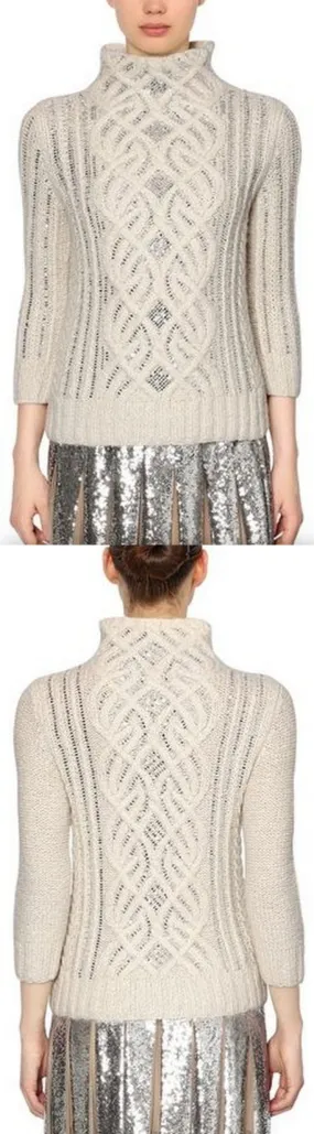 Embellished Wool-Blend Sweater