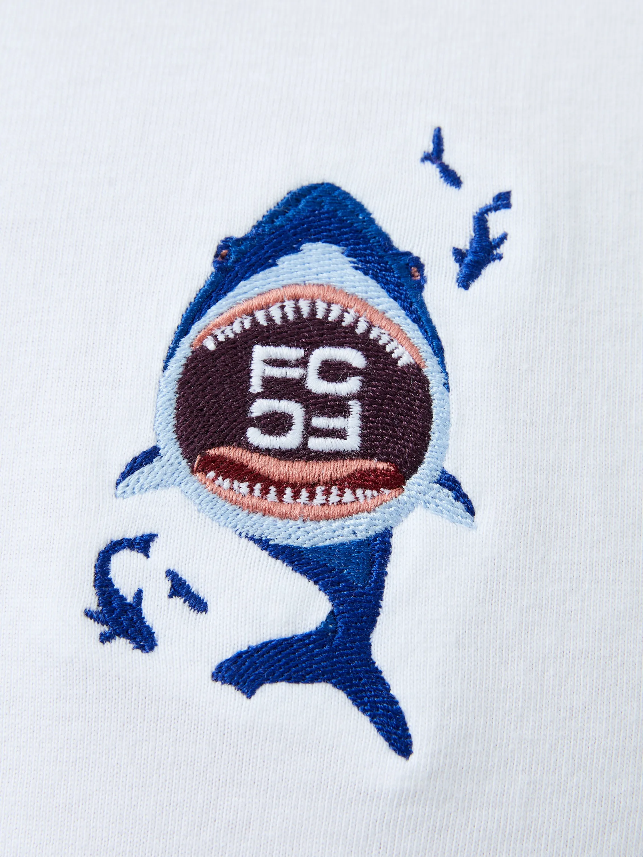 Embroidered Shark Organic Graphic T-Shirt