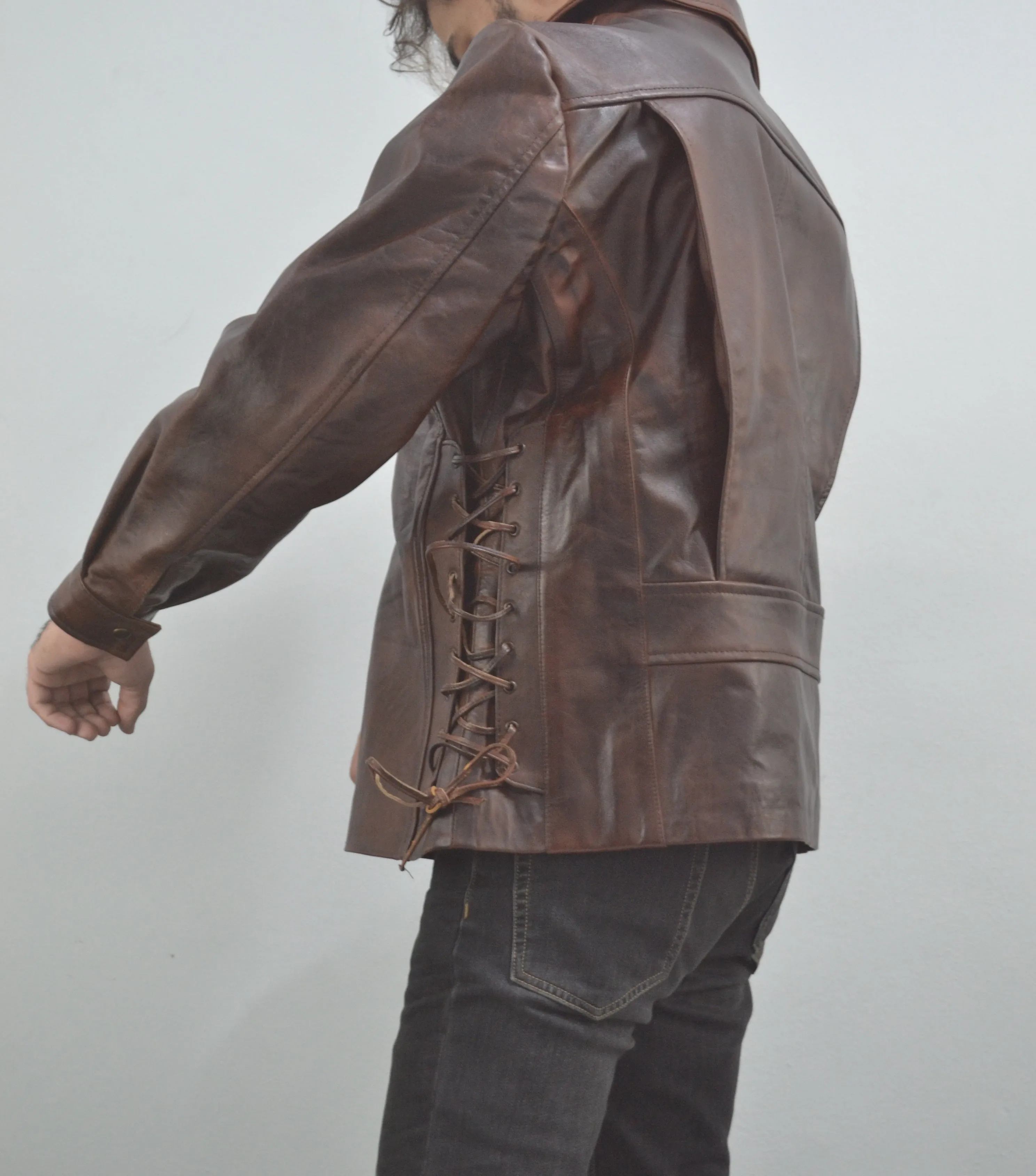 Escape From New York Snake Plissken Antique Brown Biker Leather Jacket