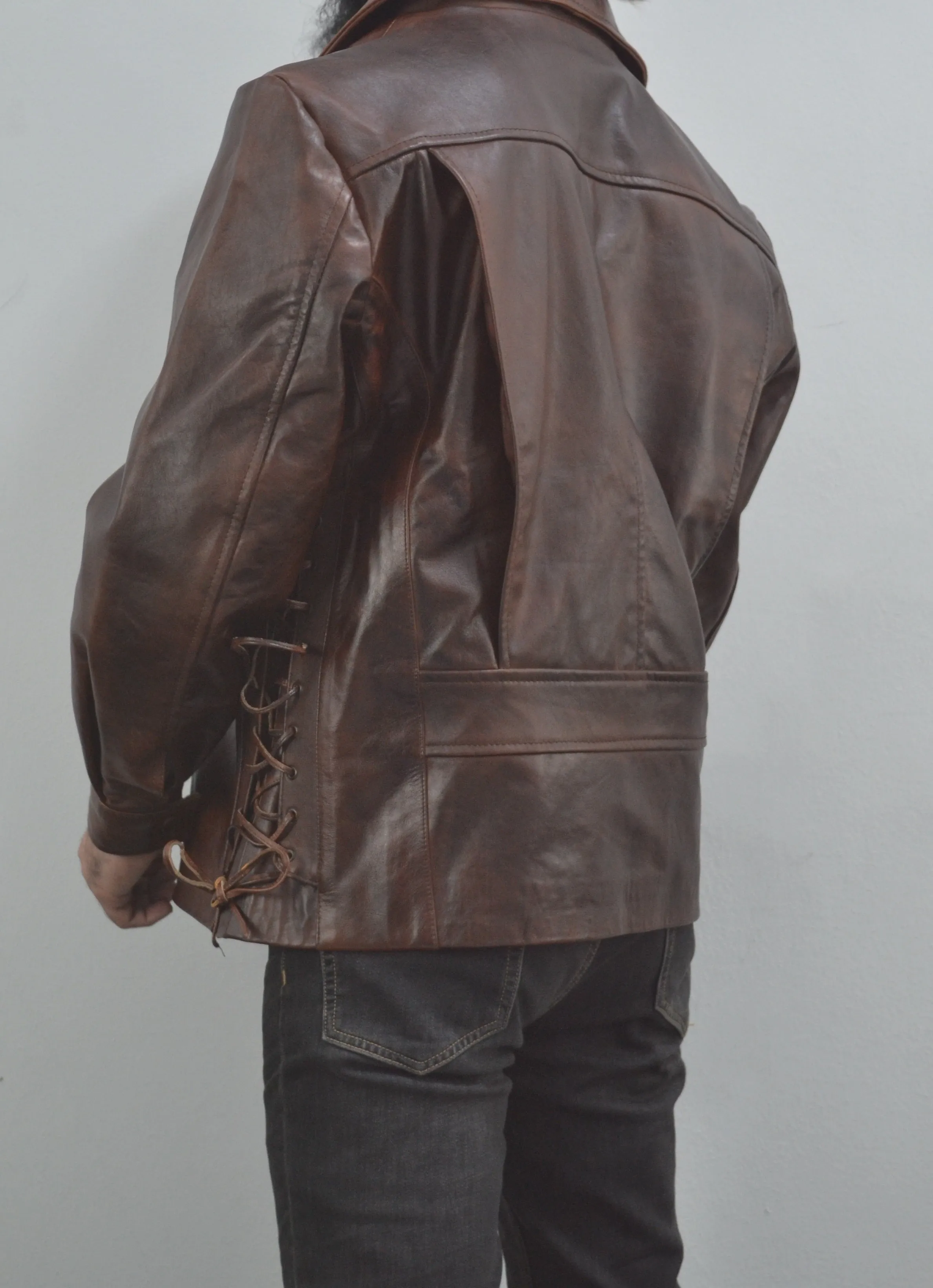 Escape From New York Snake Plissken Antique Brown Biker Leather Jacket