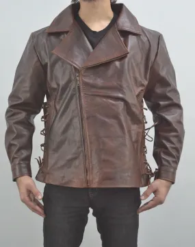 Escape From New York Snake Plissken Antique Brown Biker Leather Jacket