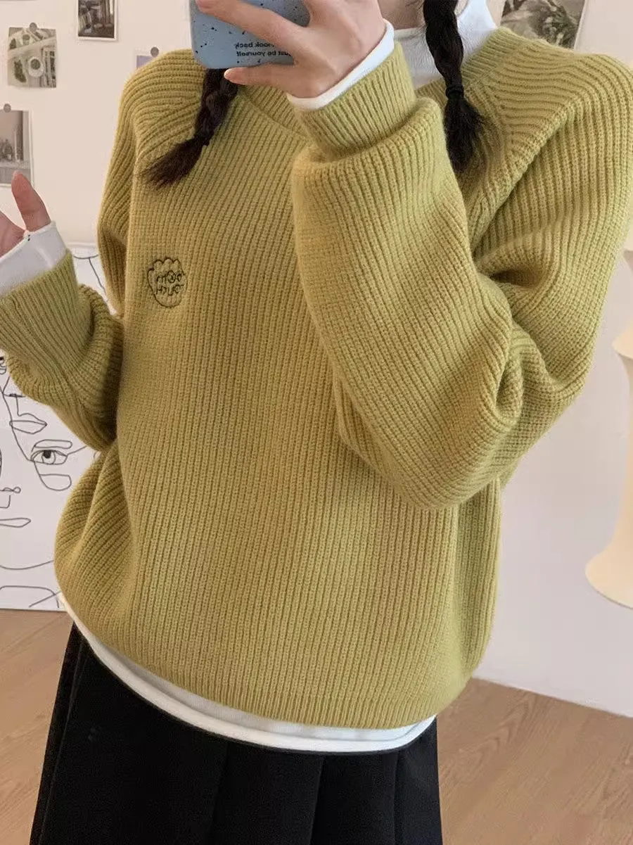 fashionable round neck knitted sweater     S4720