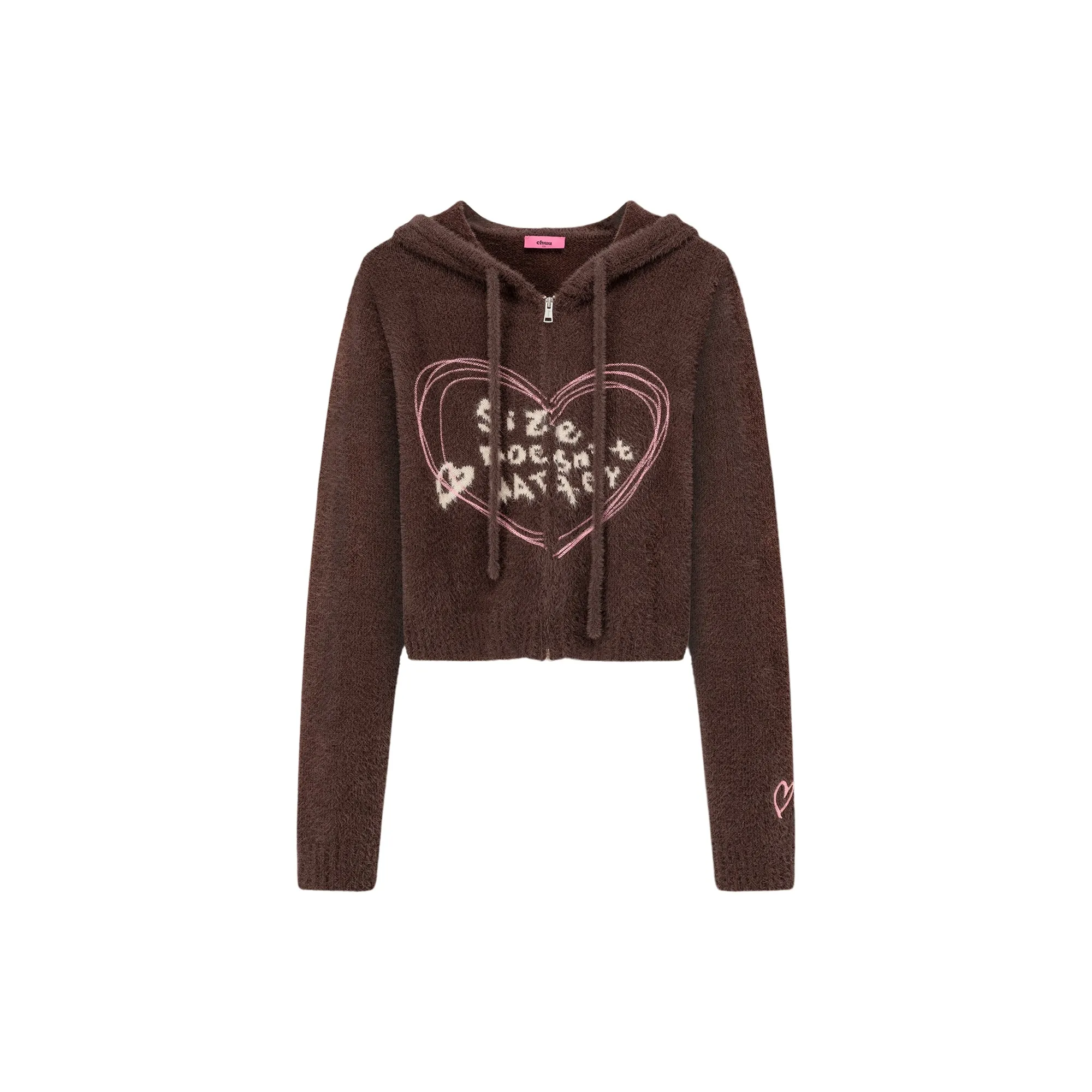 Heart Hooded Zip-Up Cardigan