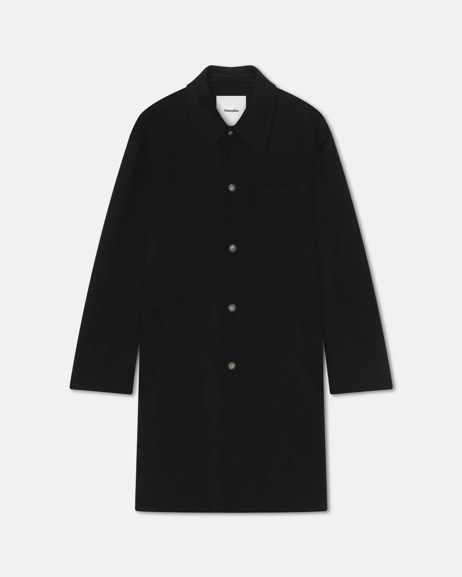 Janno - Double Wool Silk Coat - Black