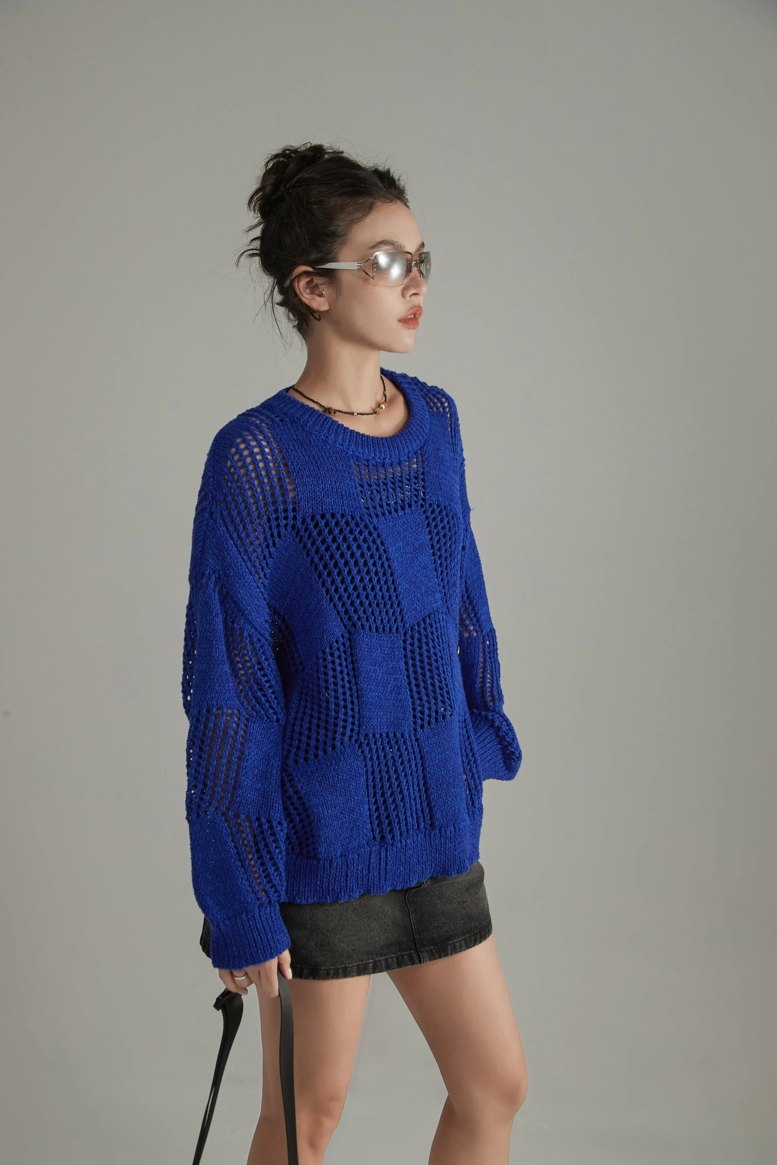 Knitted Design Slit Sweater