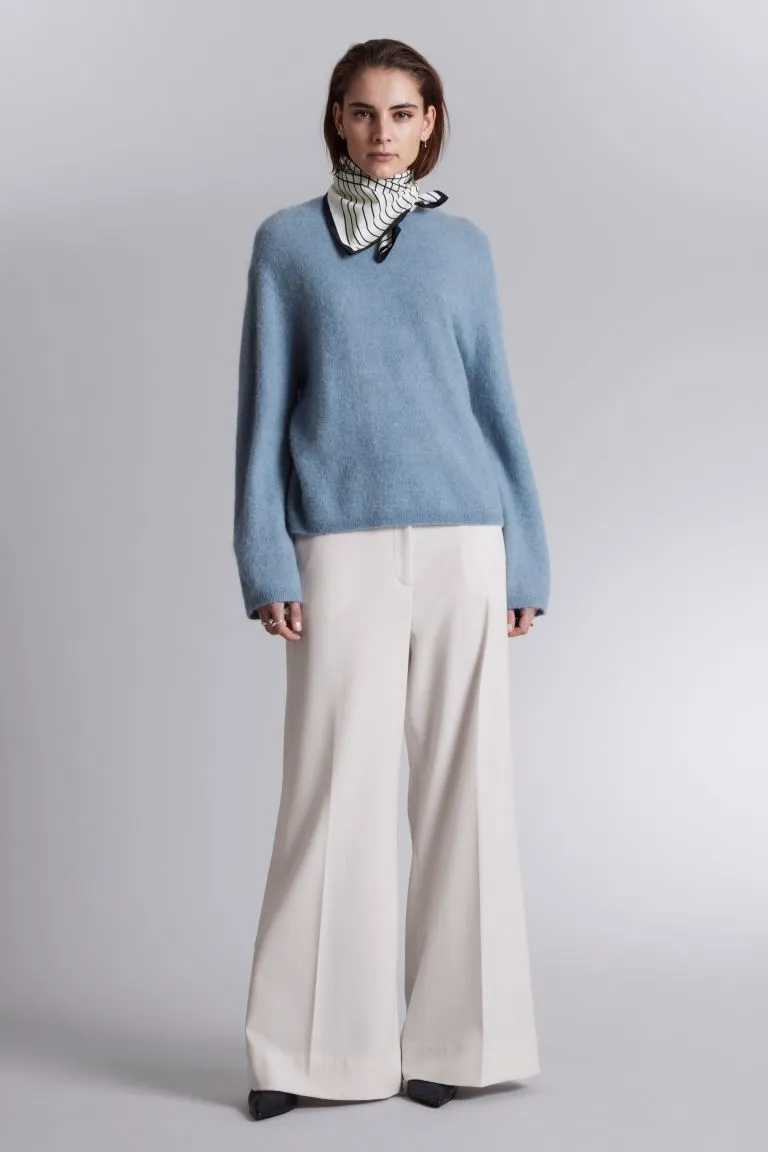 Knitted turtleneck sweater H&M, blue