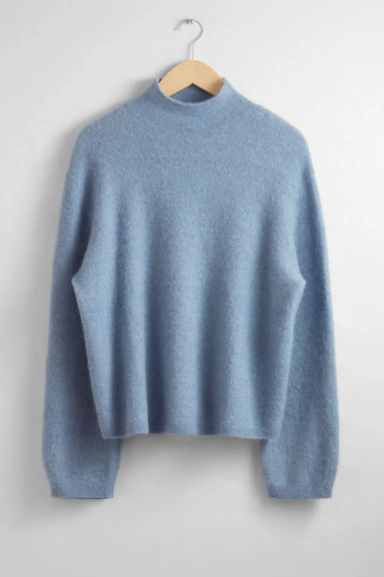 Knitted turtleneck sweater H&M, blue