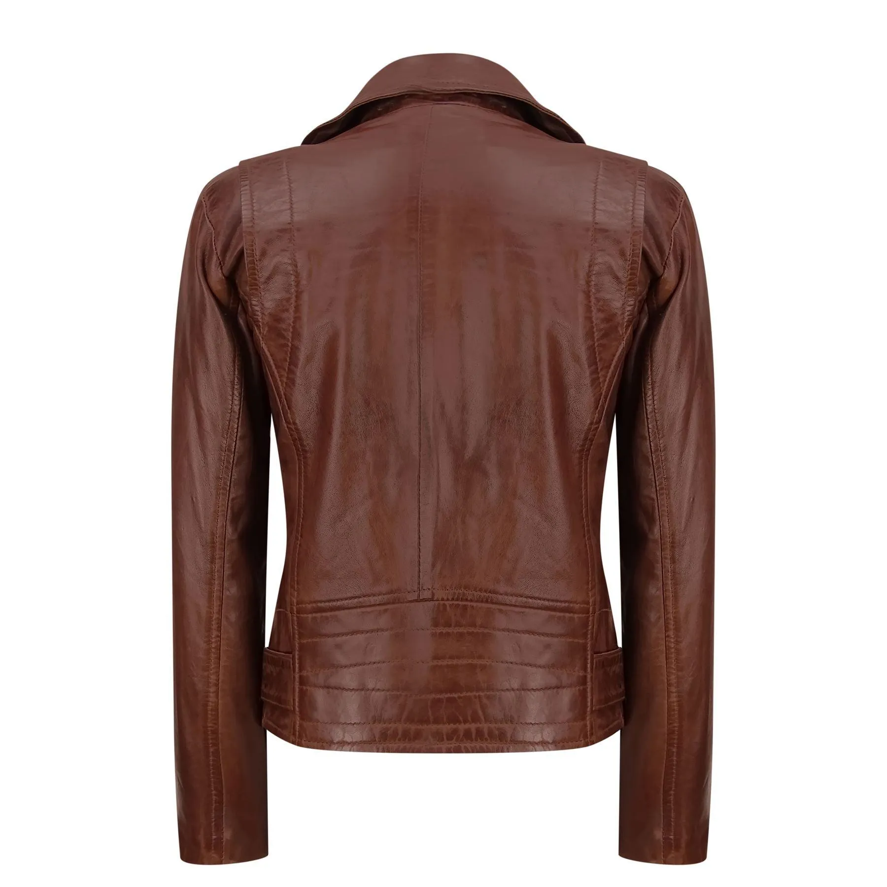 Ladies Women Genuine Real Leather Slim Fit Black Biker Jacket