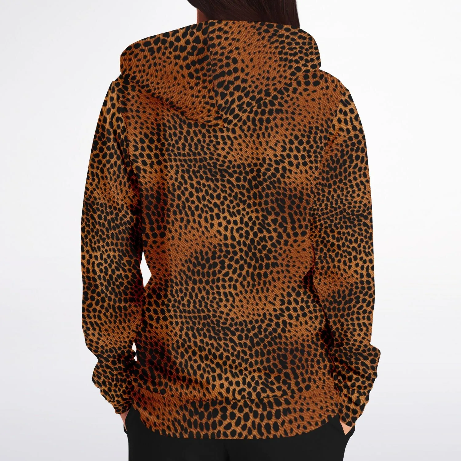 Leopard Print Zip Up Hoodie, Animal Cheetah Full Zipper Pocket Men Women Unisex Adult Aesthetic Graphic Cotton Fleece Hooded Sweatshirt