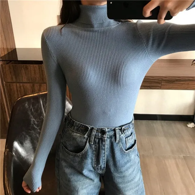 Let's Do Brunch Ribbed Turtleneck Sweater