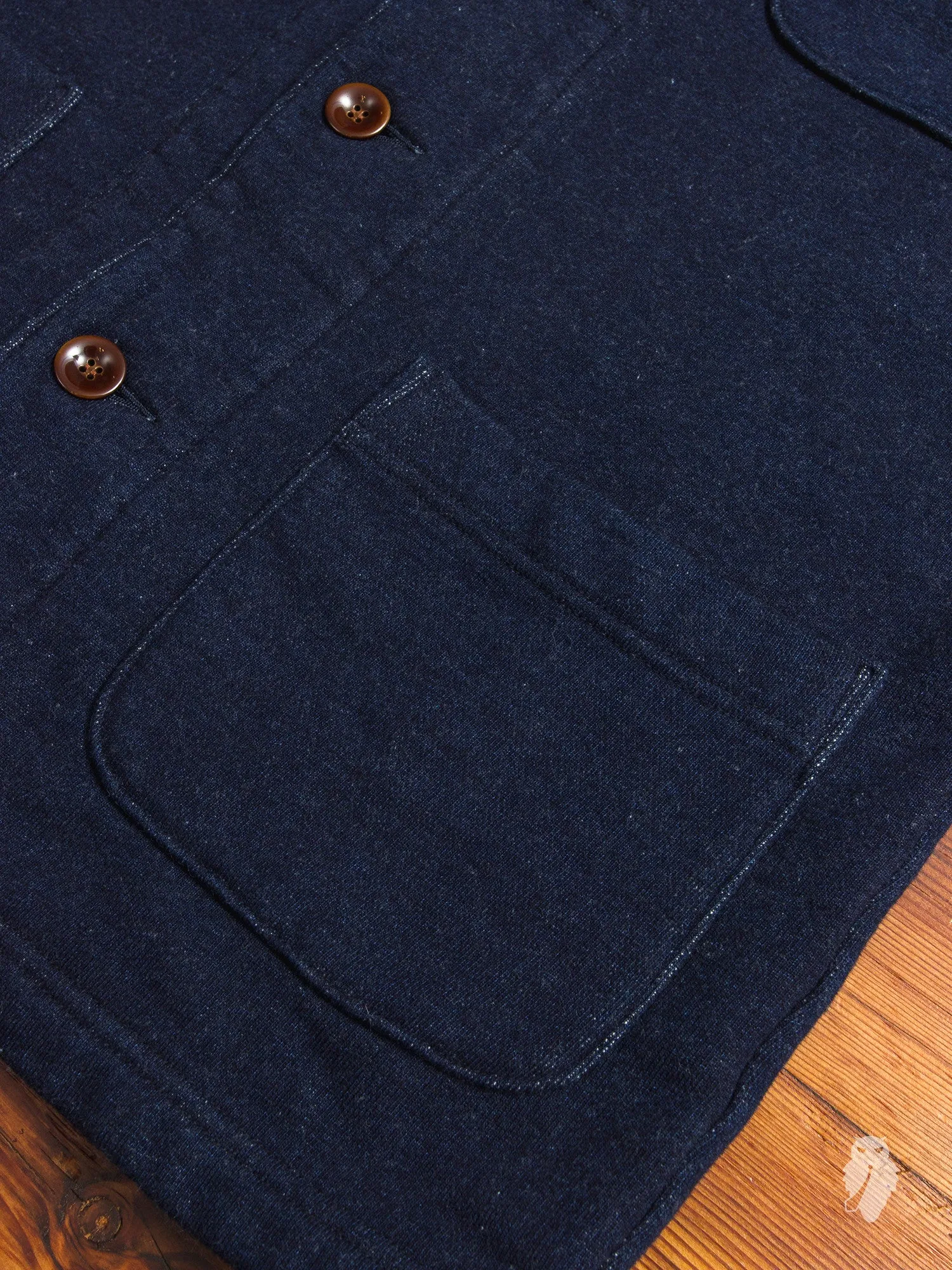 Loopwheel Cardigan in Natural Indigo