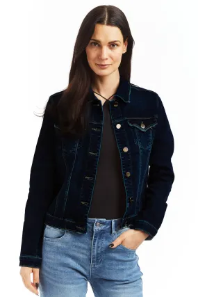 Loretta Basic Denim Jacket In Dark Indigo