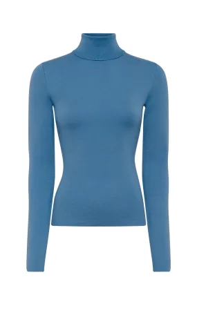 May Knit Turtleneck in Sky Merino Wool Cashmere