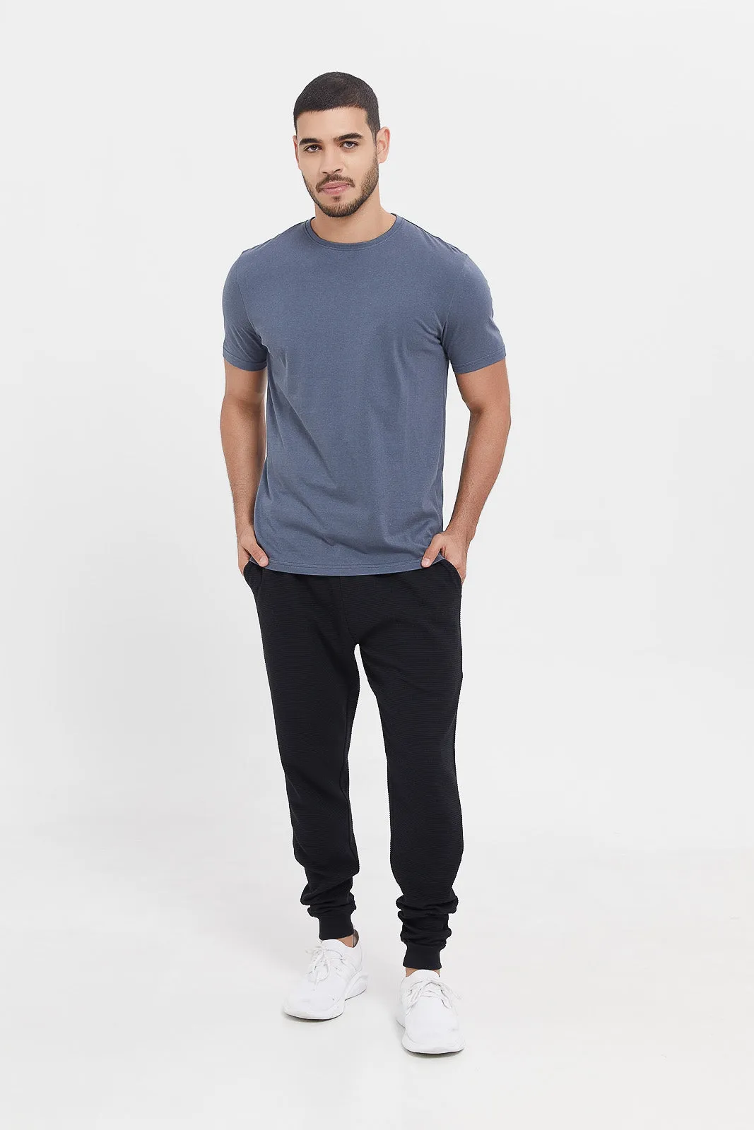 Men Charcoal Plain T-Shirt