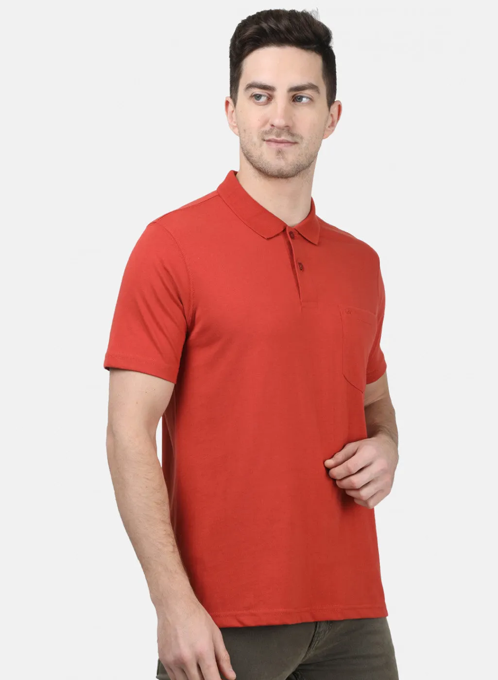 Mens Orange Plain T-Shirts