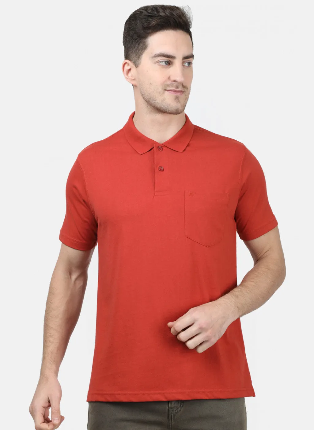 Mens Orange Plain T-Shirts