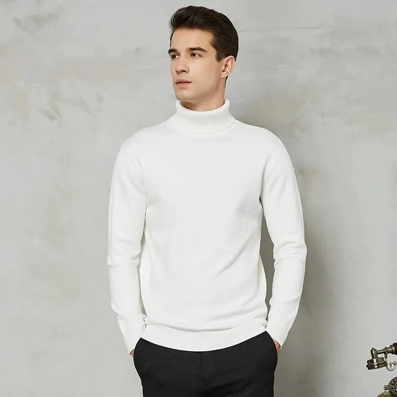 Men's Warm Turtleneck Wool Cotton Knit Sweater for Autumn & Winter